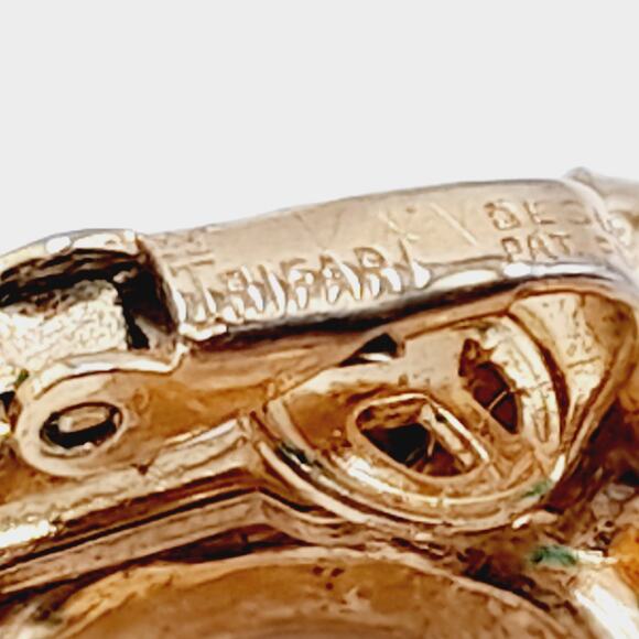 Vintage Crown Trifari Clip Earrings, Faux Pearls & Clear Rhinestones, Gold Tone - Picture 9 of 13